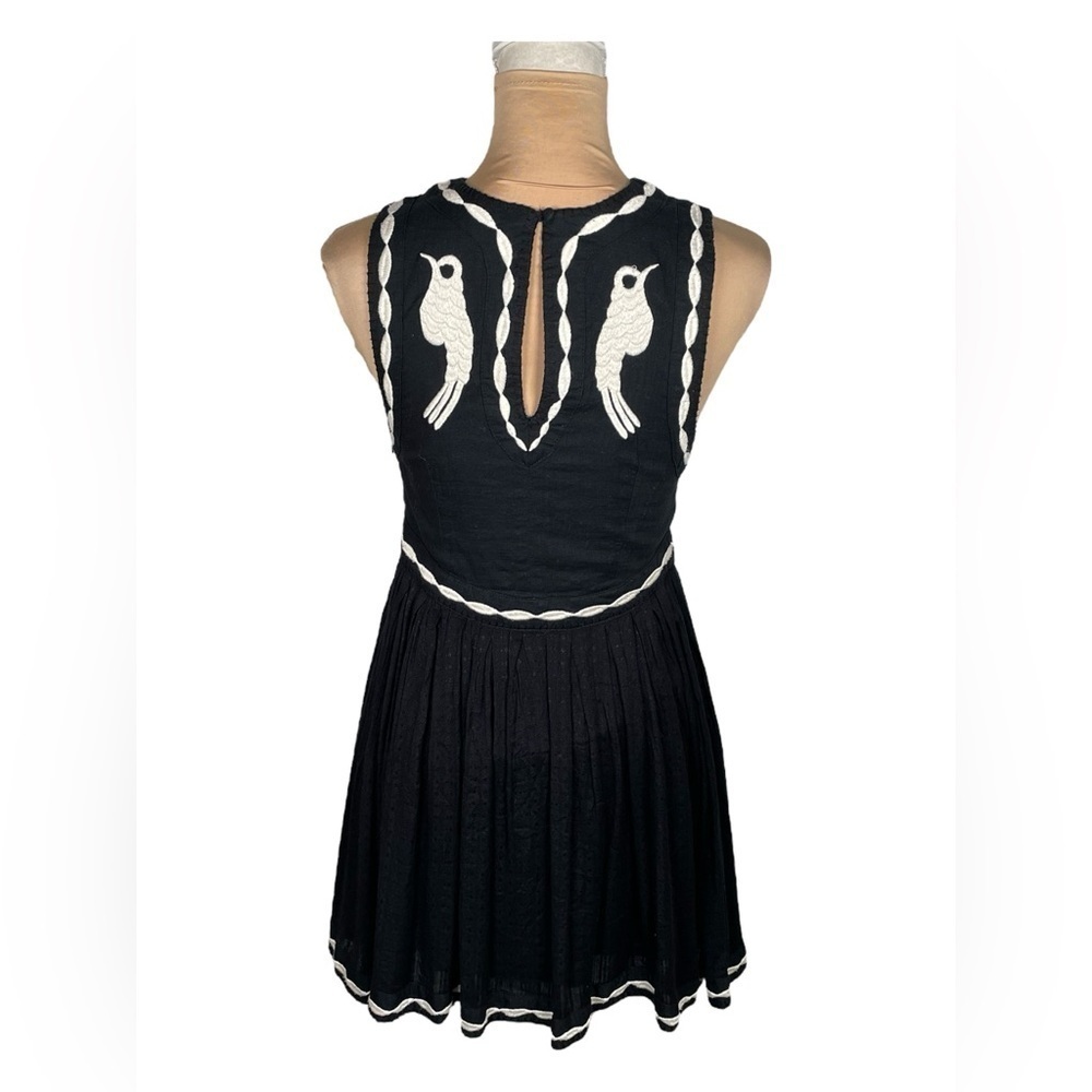 Free People Birds‎ of a Feather Black Embroidered Mini Dress Size 2 - Picture 6 of 15